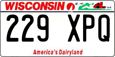 WI license plate 229XPQ