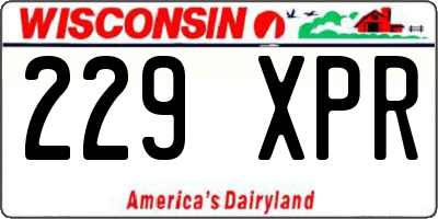 WI license plate 229XPR