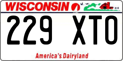 WI license plate 229XTO