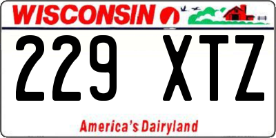 WI license plate 229XTZ