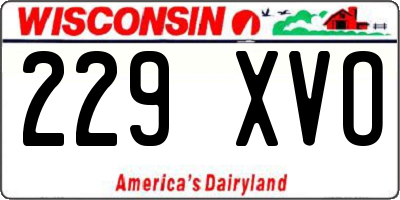 WI license plate 229XVO