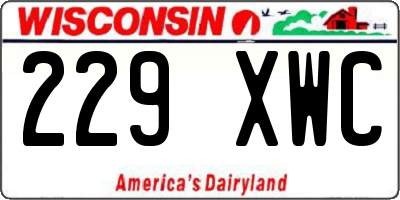 WI license plate 229XWC
