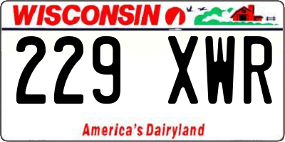 WI license plate 229XWR
