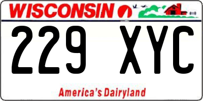 WI license plate 229XYC