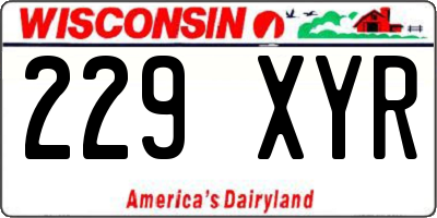 WI license plate 229XYR