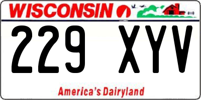 WI license plate 229XYV