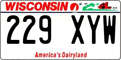 WI license plate 229XYW