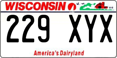 WI license plate 229XYX