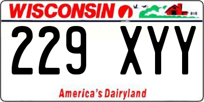 WI license plate 229XYY
