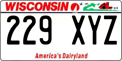 WI license plate 229XYZ