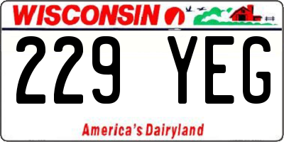 WI license plate 229YEG