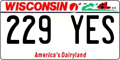 WI license plate 229YES