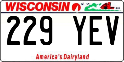 WI license plate 229YEV