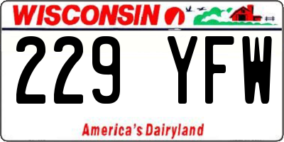 WI license plate 229YFW