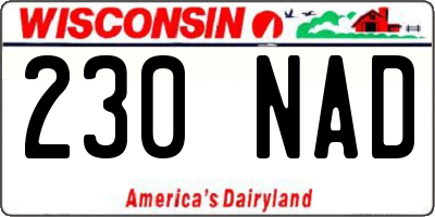 WI license plate 230NAD