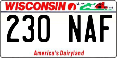 WI license plate 230NAF