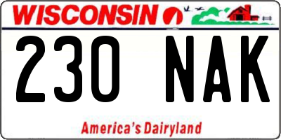WI license plate 230NAK