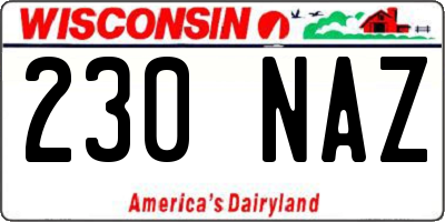 WI license plate 230NAZ