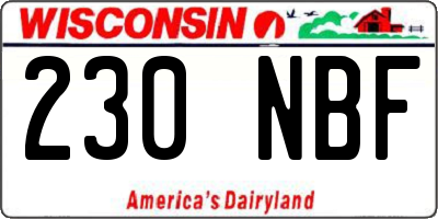 WI license plate 230NBF