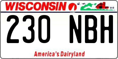WI license plate 230NBH
