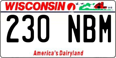 WI license plate 230NBM