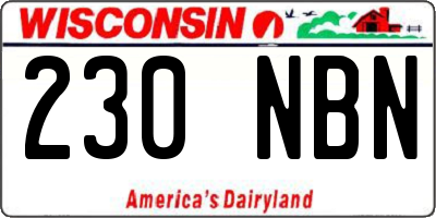 WI license plate 230NBN