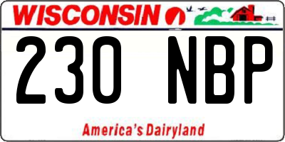 WI license plate 230NBP