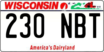 WI license plate 230NBT