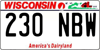 WI license plate 230NBW