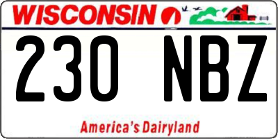 WI license plate 230NBZ