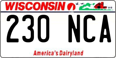 WI license plate 230NCA