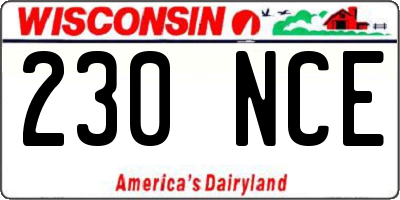 WI license plate 230NCE