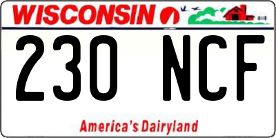WI license plate 230NCF