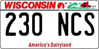 WI license plate 230NCS
