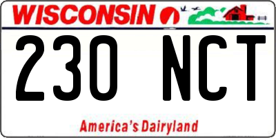 WI license plate 230NCT