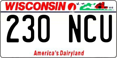WI license plate 230NCU