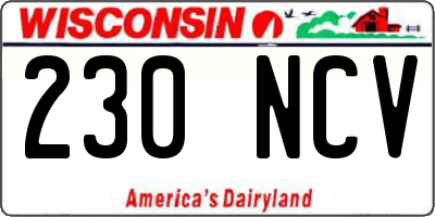 WI license plate 230NCV