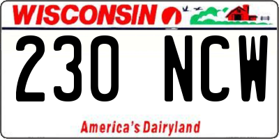 WI license plate 230NCW