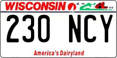 WI license plate 230NCY