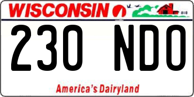 WI license plate 230NDO