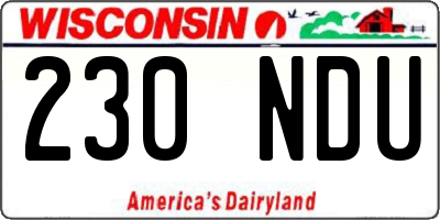 WI license plate 230NDU