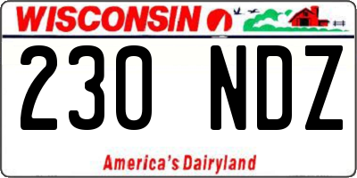 WI license plate 230NDZ