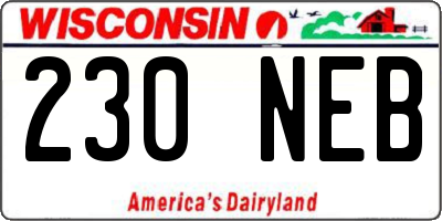 WI license plate 230NEB