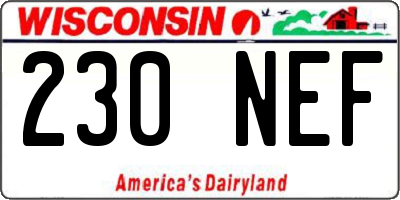 WI license plate 230NEF