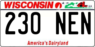 WI license plate 230NEN