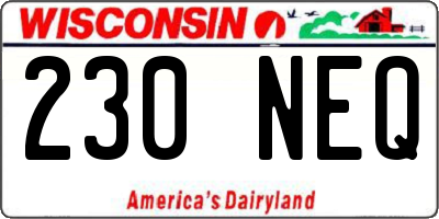 WI license plate 230NEQ