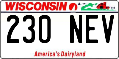 WI license plate 230NEV
