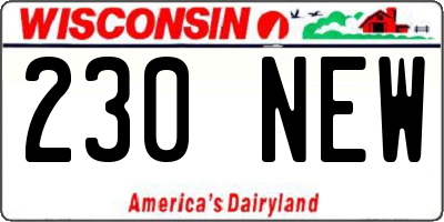WI license plate 230NEW