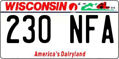 WI license plate 230NFA