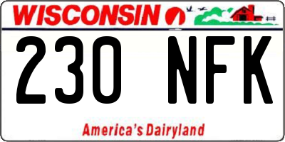 WI license plate 230NFK